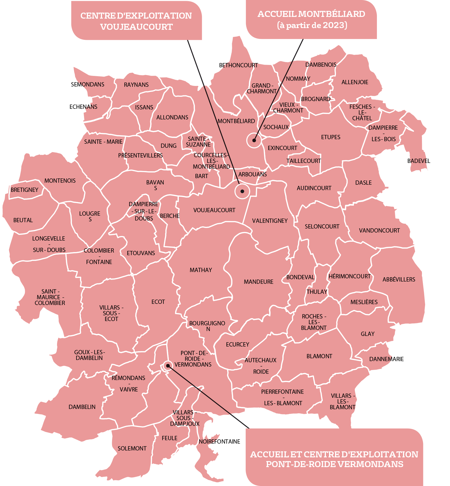 Carte des implantations